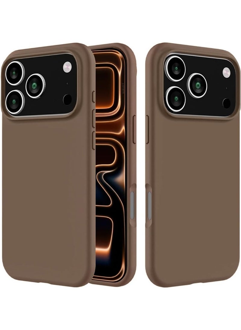 أكاليكس جراب سيليكون متوافق مع هاتف iPhone 17 Pro، جراب هاتف نحيف من السيليكون السائل مع طبقة واقية ثلاثية الطبقات من المطاط الناعم ومقاوم للصدمات مع بطانة من مادة TPU | بني - Image 5