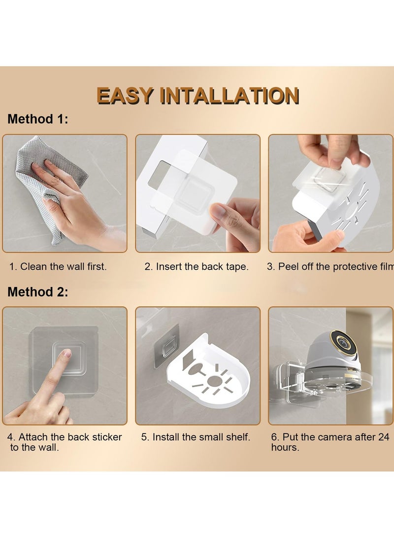 فاصولا مجموعة من 3 رفوف كاميرات المراقبة، حامل كاميرا حائط من مادة ABS لشاشات الاطفال ومكبرات الصوت، حامل كاميرات المراقبة العالمي(شفاف) - Image 4