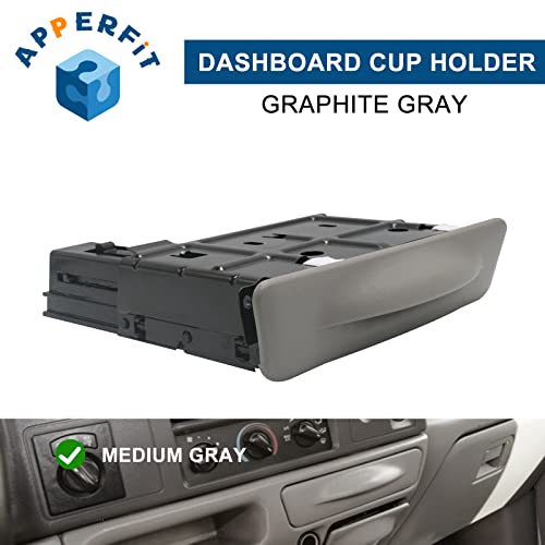 APPERFiT حامل أكواب APPERFiT في لوحة القيادة لسيارات F250 F350 F450 F550 سوبر ديوتي 1999-2004 و إكسبيديشن 2000-2004 رمادي يستبدل YC3Z-2513560-CAD - Image 2