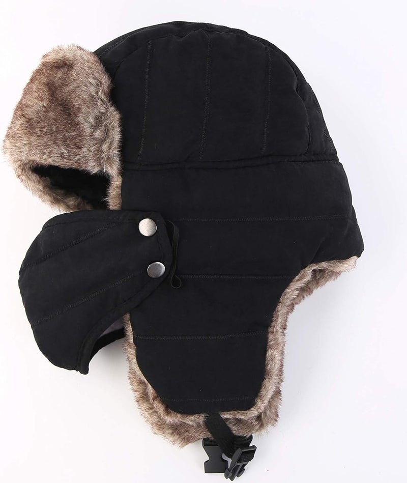 Connectyle Men's Trooper Trapper Hat Warm Winter Hats with Removable Face Mask Earflaps Faux Fur Hunting Outdoor Hat - Image 3