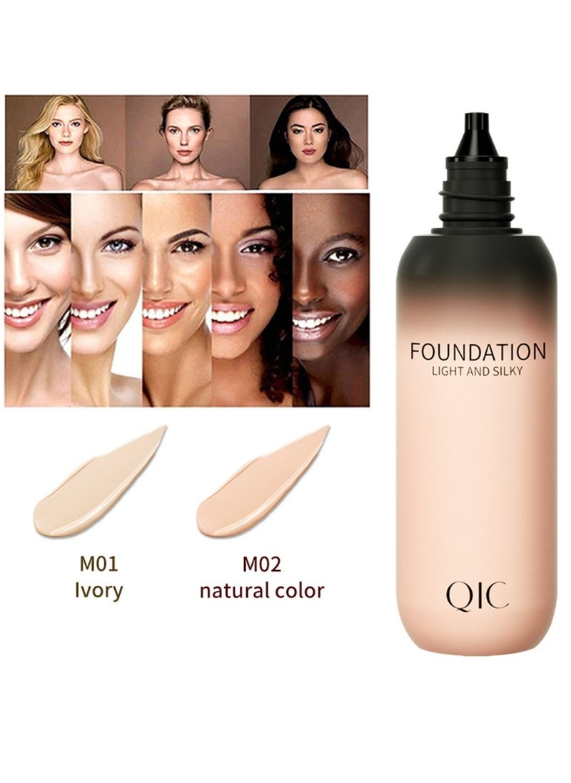 QIC - Foundation Cream Makeup Light and Silky Foundation Infallible 24H Fresh Wear Foundation Full Coverage Longwear Weightless Smooth Finish Water Proof Moist and Clear 30g 02 Natural - Image 1