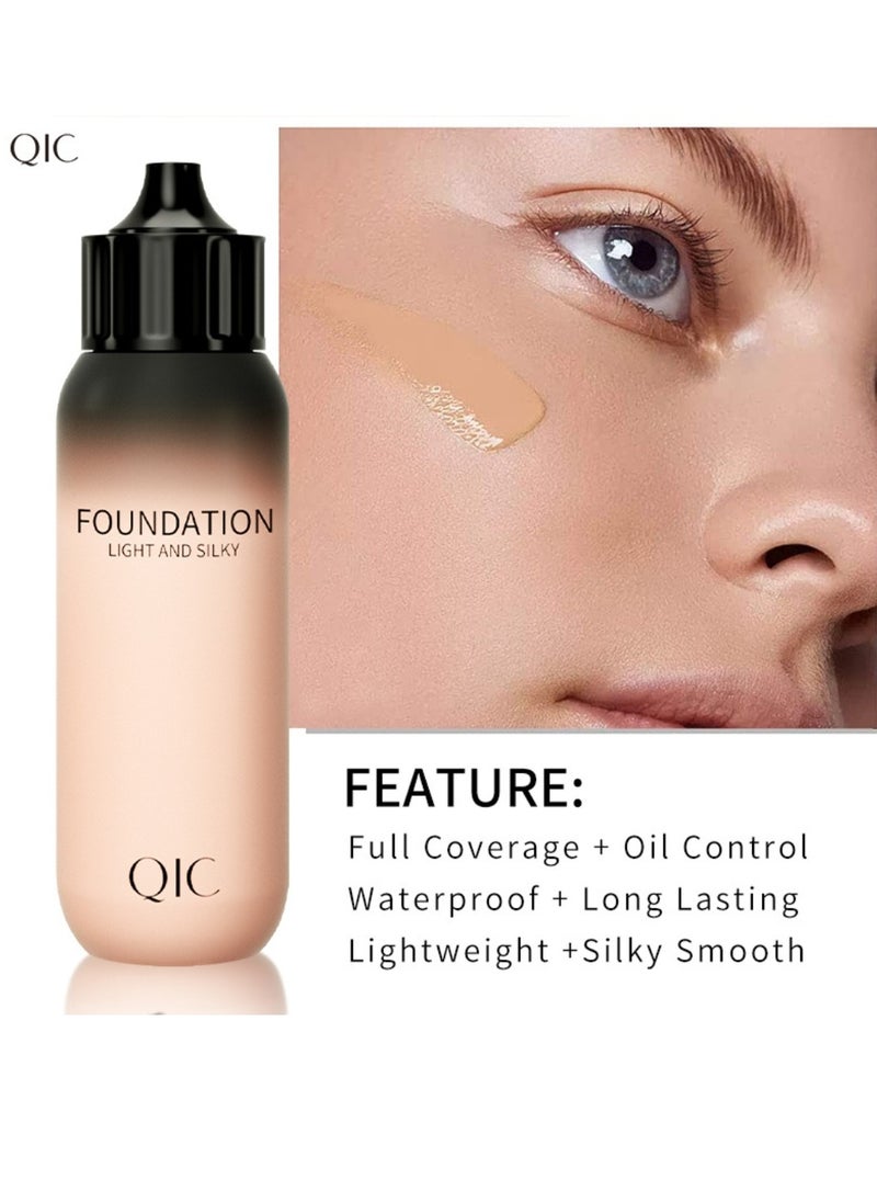QIC - Foundation Cream Makeup Light and Silky Foundation Infallible 24H Fresh Wear Foundation Full Coverage Longwear Weightless Smooth Finish Water Proof Moist and Clear 30g 02 Natural - Image 1
