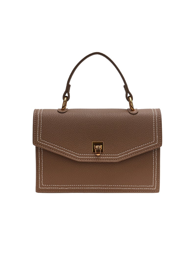 kaiderine Top Handle Bag for Women Fashion Leather Tote Handbag Satchel Bag for Ladies Shoulder Bag,Zipper Pocket, Purses for Women, Metal Button Lock.Adjustable Strap, Shoulder Bags（Brown）  - Image 1