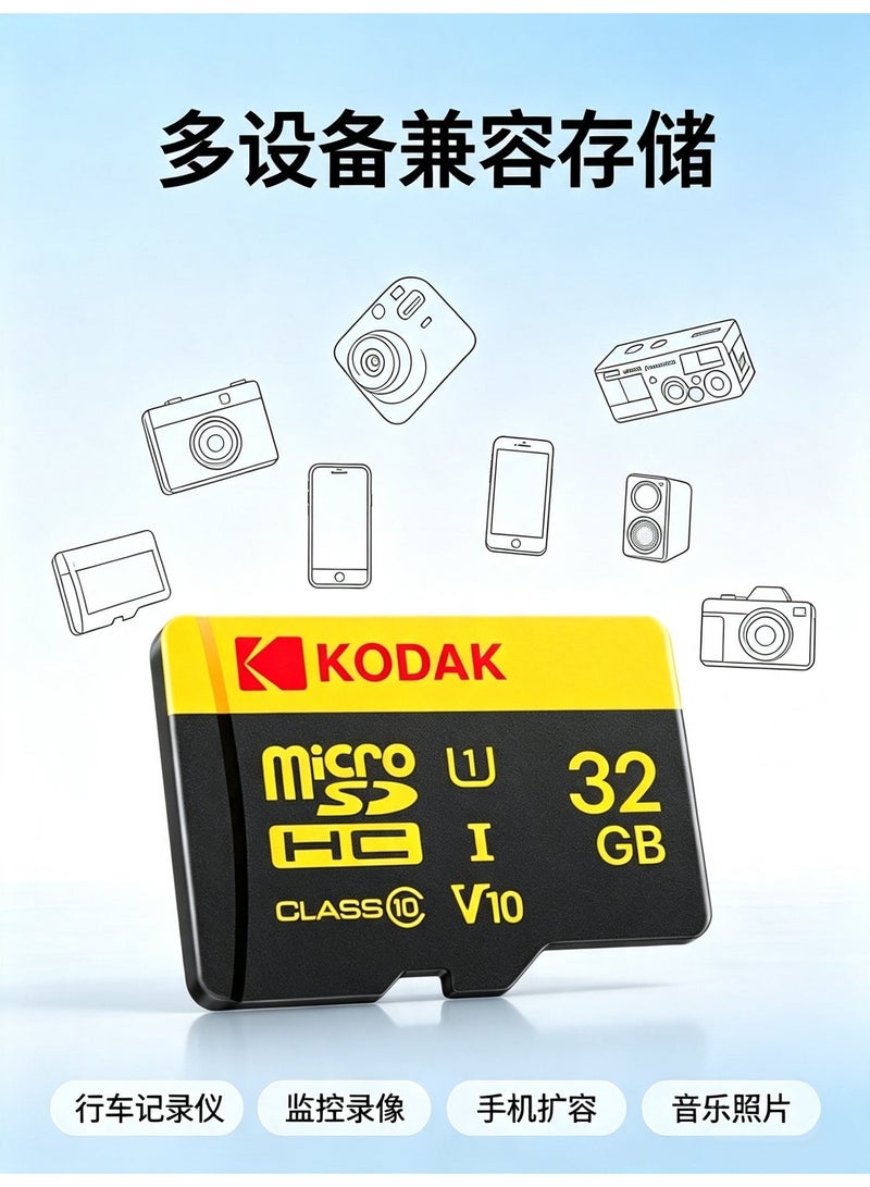كوداك كارت ذاكرة Kodak 32GB U1 TF فئة 10 V10 لتسجيل 1080P عالي الدقة، متوافق مع كاميرات المراقبة/كاميرات الدش/الهواتف المحمولة 32 MB - Image 2
