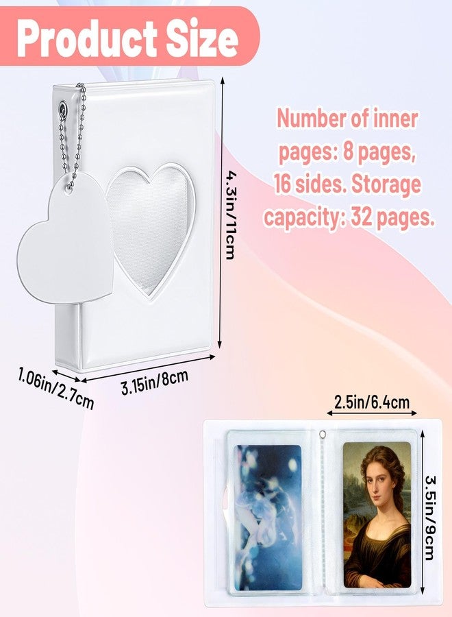 BharatBazaar Mini Photocard Binder, Mini Album for Photos, 3 Inch White Photocard Book Mini Photo Album Heart Hollow Card Binder with 32 Pockets and Pendant - Image 2