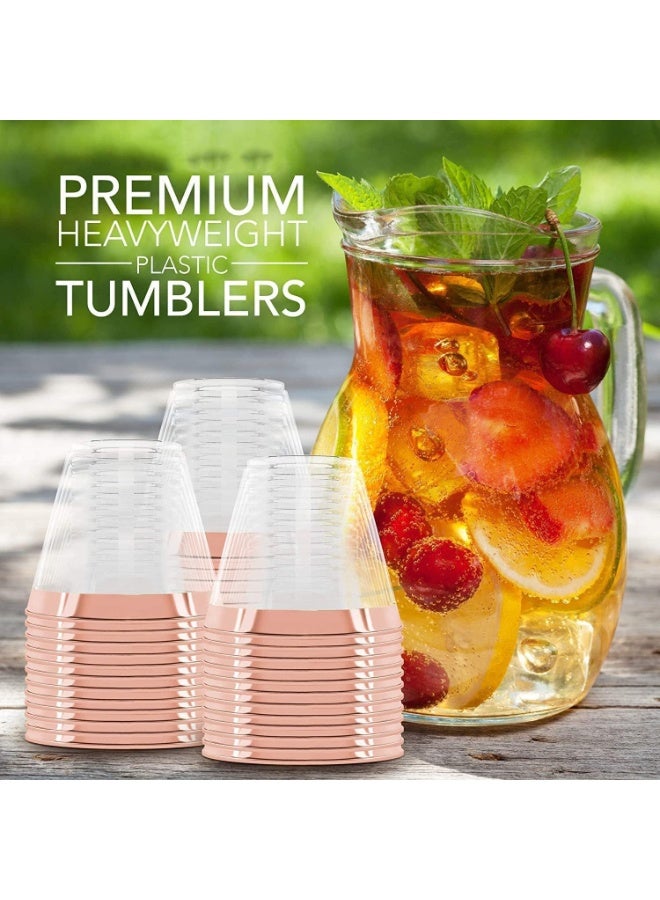 25 Pcs Rose Gold Plastic Water Cups, 9Oz Disposable Rose Gold Glitter Plastic Drink Cups, Clear Plastic Cups, for Wedding, Thanksgiving, Christmas, Party, Birthday - Image 3