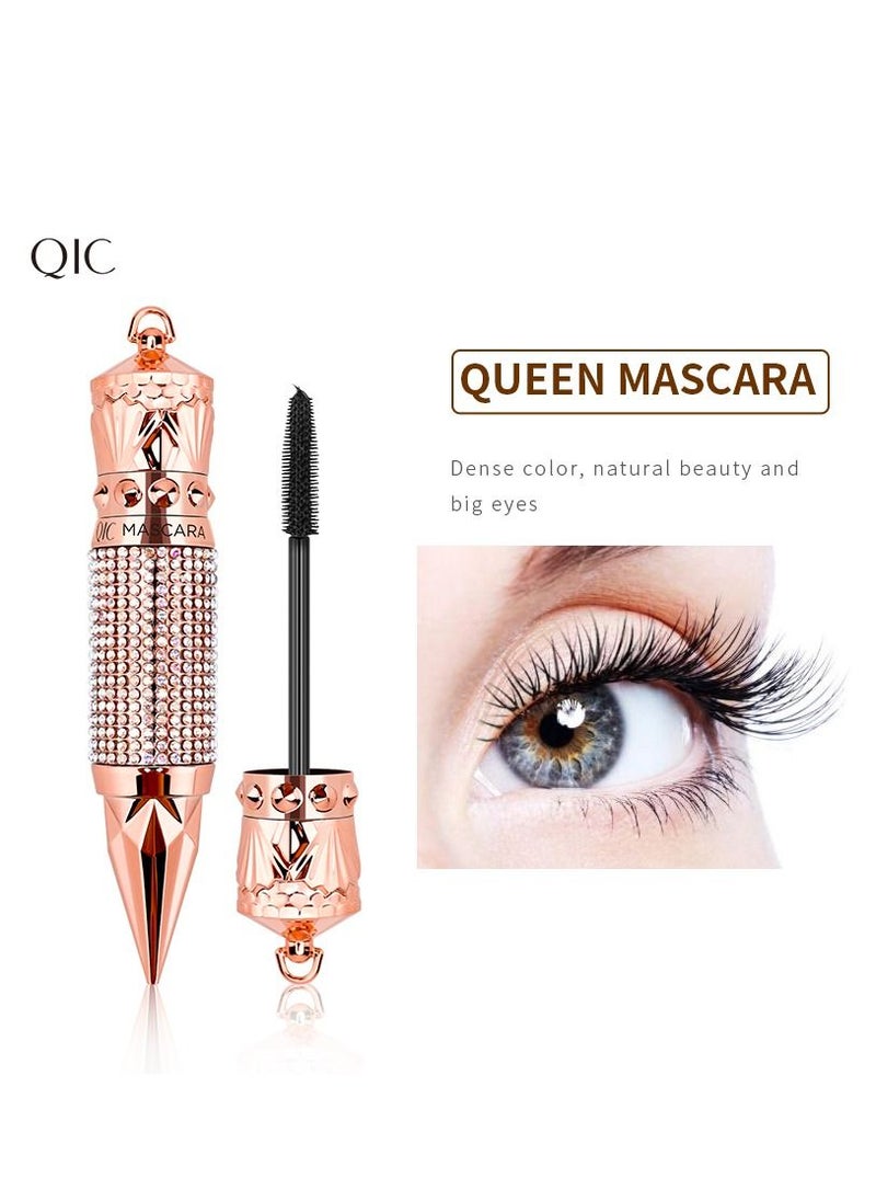 4D Curling Cool Black Mascara Silk Fiber Lash Mascara Thicker and Longer Voluminous Eyelashes Natural Waterproof Smudge-Proof No Clumping No Smudging Adds Length Depth and Glamour Effortlessly