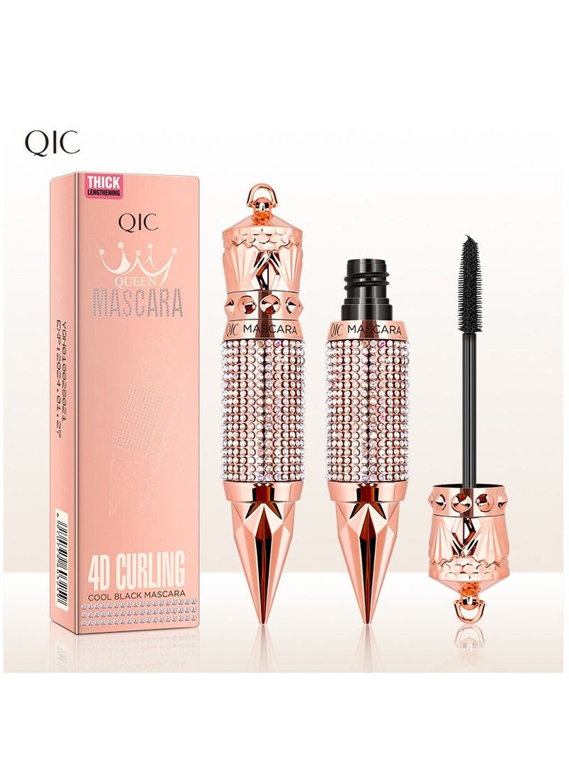 4D Curling Cool Black Mascara Silk Fiber Lash Mascara Thicker and Longer Voluminous Eyelashes Natural Waterproof Smudge-Proof No Clumping No Smudging Adds Length Depth and Glamour Effortlessly