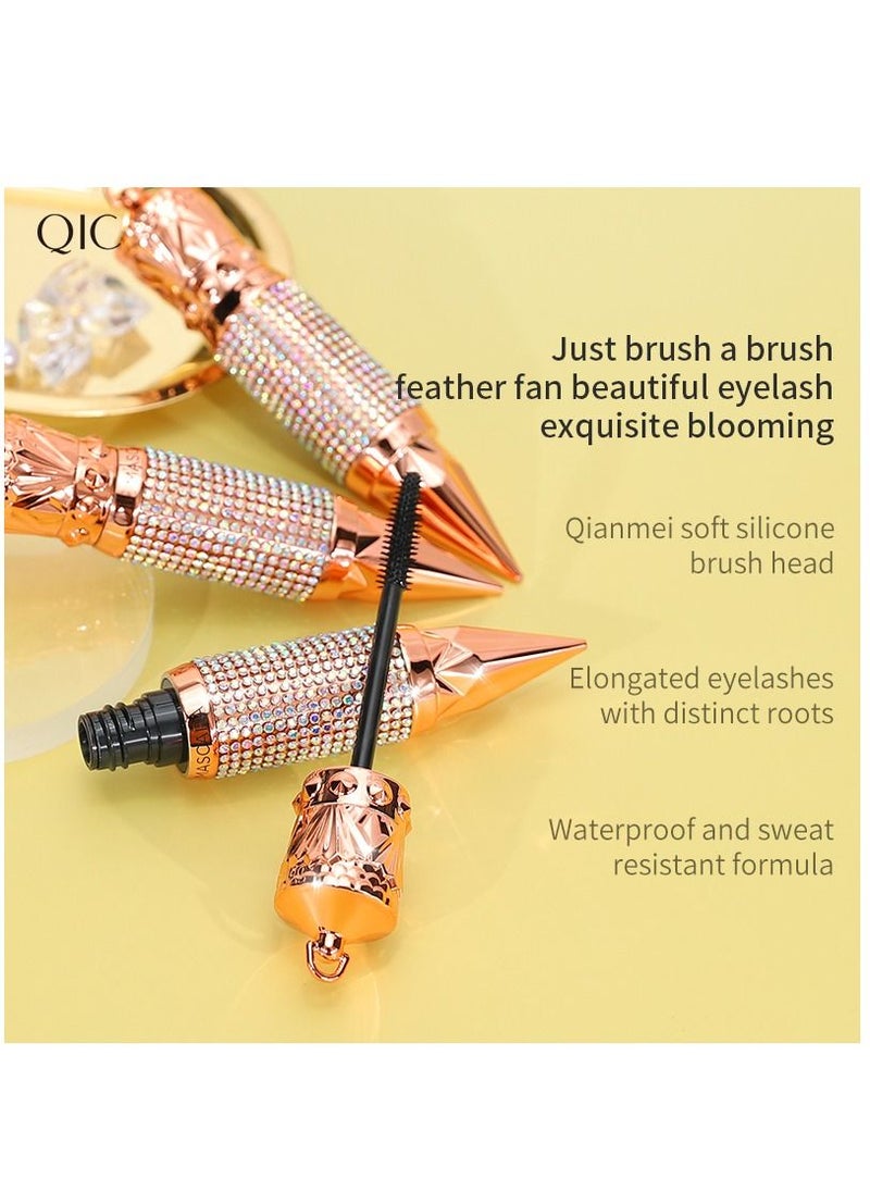 4D Curling Cool Black Mascara Silk Fiber Lash Mascara Thicker and Longer Voluminous Eyelashes Natural Waterproof Smudge-Proof No Clumping No Smudging Adds Length Depth and Glamour Effortlessly