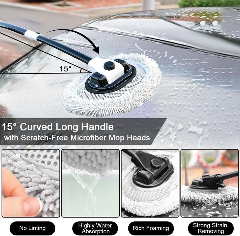 LinJie Car Wash Brush with Long Handle and Accessories - Image 3