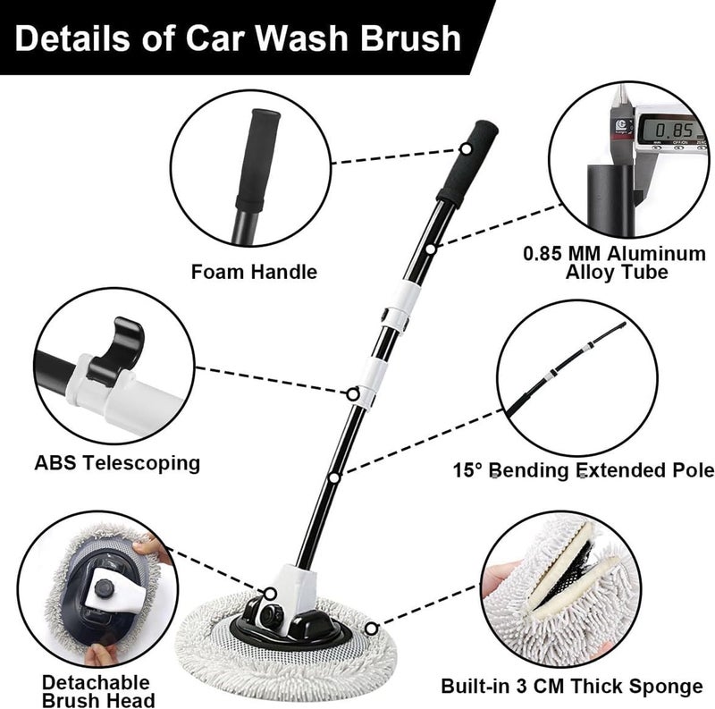LinJie Car Wash Brush with Long Handle and Accessories - Image 4