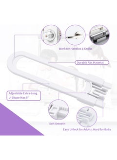 GRANDOTO Sliding Cabinet Child Safety Locks-GRANDOTO U Slide Door Locking for Childproof Safe Latch & Baby Proofing Lock for Wardrobe, Kitchen, Bathroom, Drawer, Fridge, Cupboard Doors Knobs & Handles (4Pack White)  - Image 2