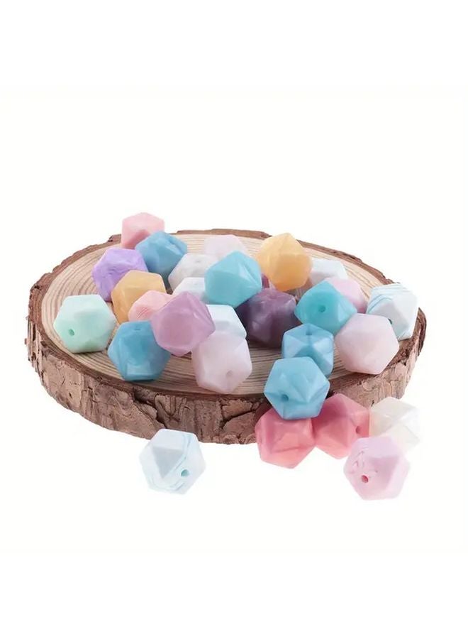 12pcs 14mm Hexagon Silicone Beads Loose Charms For DIY Crafts Necklace Wrist Accessory Phone Lanyard Keychain Making - Image 4