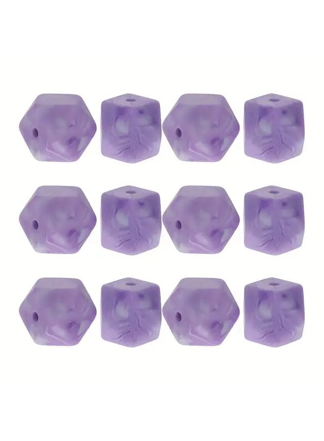12pcs 14mm Hexagon Silicone Beads Loose Charms For DIY Crafts Necklace Wrist Accessory Phone Lanyard Keychain Making - Image 1