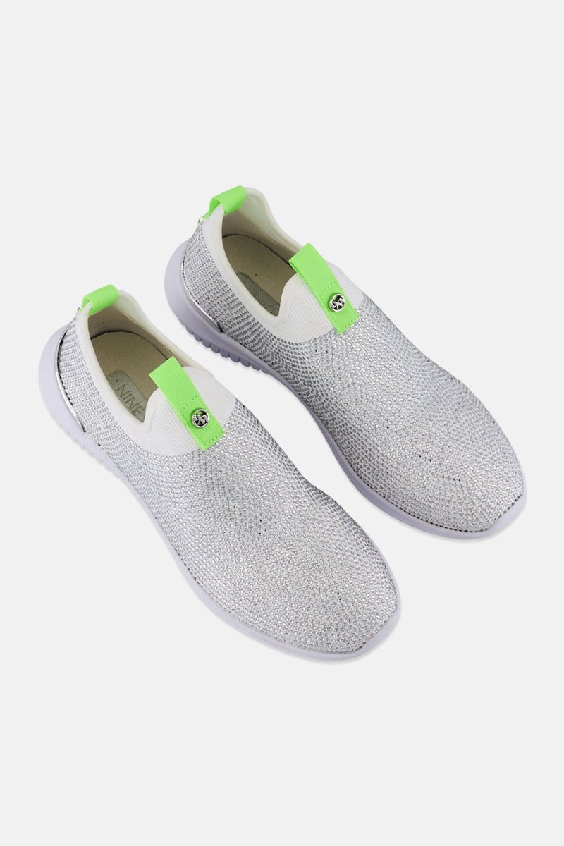 NINE WEST Women Rhinestone Slip On Casual Shoes, White - Image 2