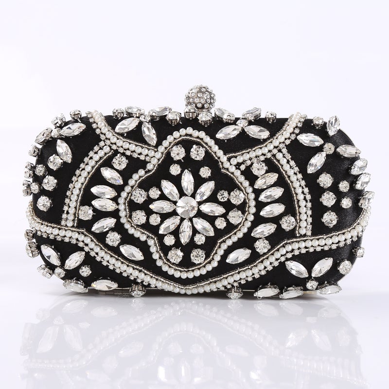 New Diamond-Embedded Evening Bag Handmade Beaded Embroidered Banquet Clutch Round Diamond Buckle Evening Bag Factory - Image 1