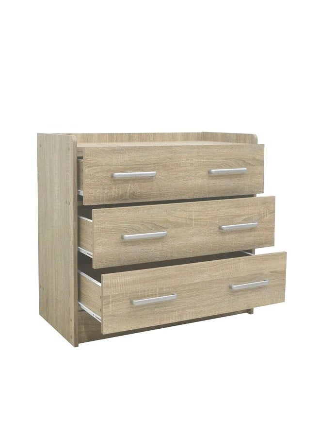 DANUBE HOME Supreme 3 Drawers Young Dresser Dresser For Bedroom Chest Of Drawers Storage Organizer Unit For Living Room Entryway Hallway Nursery Kids Room -French Sonoma Oak - Image 2