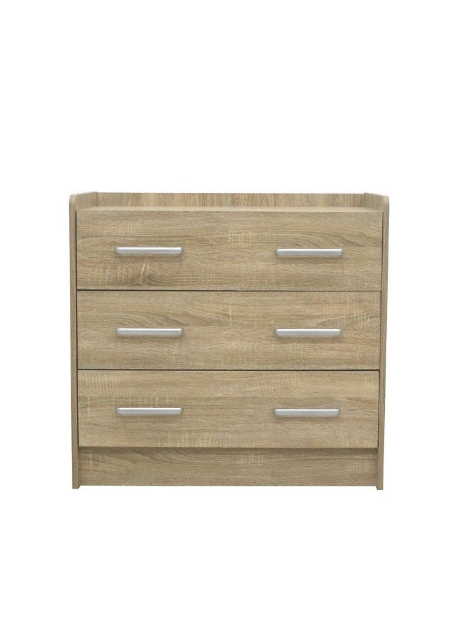 DANUBE HOME Supreme 3 Drawers Young Dresser Dresser For Bedroom Chest Of Drawers Storage Organizer Unit For Living Room Entryway Hallway Nursery Kids Room -French Sonoma Oak - Image 4