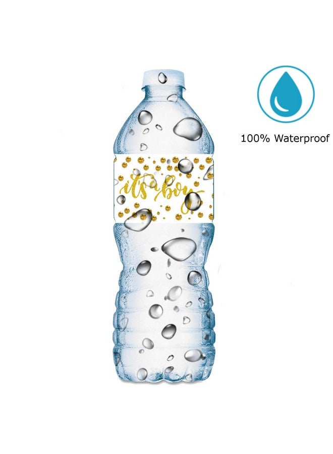 RokAPary 25 Gold It’s a Boy Oh Baby Water Bottle Labels; Baby Shower Set of 25 Waterproof Water Bottle Stickers Wrappers Decorations; Gold and White. Made in USA - Image 2