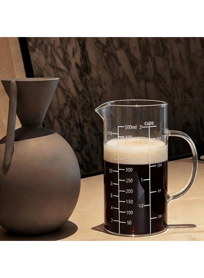 Casavibe Glass Measuring Cup with Handle, 500 ML High Borosilicate Glass Three Scales (OZ, Cup, ML/CC) easuring Beaker for Kitchen or Restaurant, V-Shaped Spout Glass Measuring Beaker, Easy To Read - Image 4