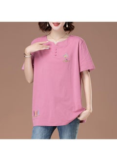 High-end Middle-aged And Elderly Women's Extra Large Cotton T-shirt Women's Short-sleeved Chubby Mother's Summer Loose Extra Large Size Top