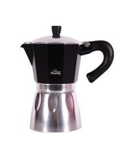 Any Morning Stovetop Espresso Coffee Maker 240ml, Italian Coffee Maker, Iconic Aluminum Moka Pot for Americano, Latte, Cappucino, Percolator Coffee Pot for Camping, 6 Cups, 8 oz, Black - HES-6  - Image 1