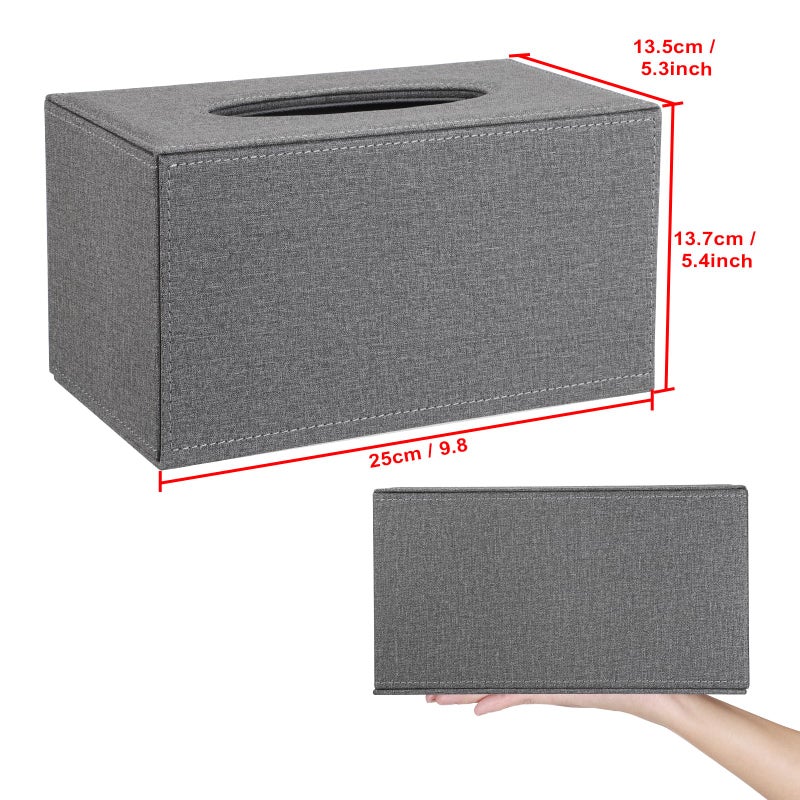 Sumnacon Tissue Box Cover Rectangular Tissue Box Holder Linen Tissue Box with Magnetic Bottom Decorative Grey Tissue Box for Bathroom Toilet Living Room Table Desk Office Car, Large - Image 4