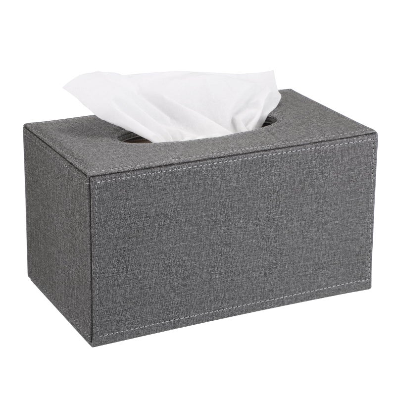 Sumnacon Tissue Box Cover Rectangular Tissue Box Holder Linen Tissue Box with Magnetic Bottom Decorative Grey Tissue Box for Bathroom Toilet Living Room Table Desk Office Car, Large - Image 1