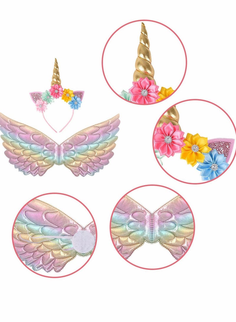 إسكدنيا Kids Wings with Unicorn Headband Toddler Rainbow Daily Fun Dress Up Party Favors - Image 5