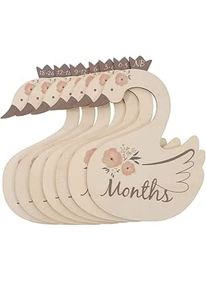 7pcs Wooden Swan Closet Dividers with Month Labels Non Damaging Nursery Closet Organizer - Image 1