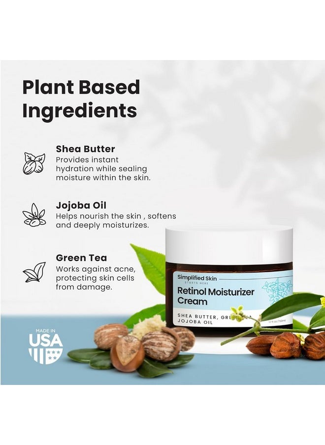 simplified skin - Retinol Cream For Face 2.5% Retinol Moisturizer With Vitamin E & Hyaluronic Acid For Anti Aging & Wrinkles Retinol Night Cream For Face Hydrating Retinol Facial Moisturizer Cream 1.7 Oz - Image 1