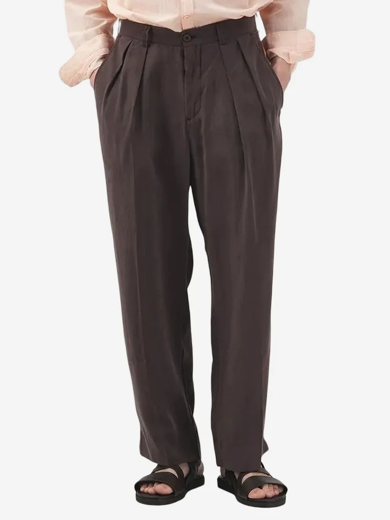 Giesto Beaver Brown GIESTO Men's Tailored Pleated Trousers for Men | Best Price UAE