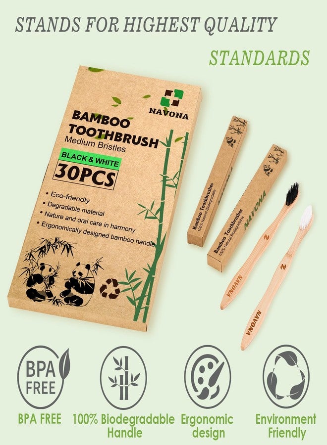 Navona 30 PCS Bamboo Toothbrushes Pack, BPA Free Soft Bristles Toothbrushes for Adults, Eco-Friendly Natural Wooden Toothbrush Bulk, Box of Two Reusable Travel Toothbrush - Image 4