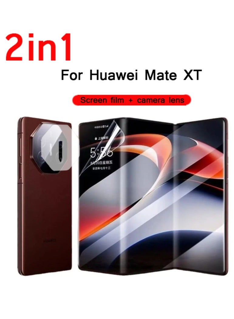 2-in-1 Huawei Mate XT Screen Protector and Camera protector Hydrogel film - High transparency full coverage anti-scratch and anti-impact protective film