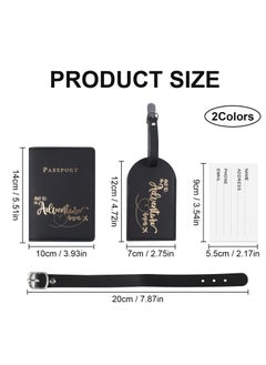 KASTWAVE Passport Covers and Luggage Tags Set, Passport Holder Travel Suitcase Tag Case Organizer for Storing Passport Business Cards Credit Cards Boarding Passes (2 Covers + 2 Tags)  - Image 2