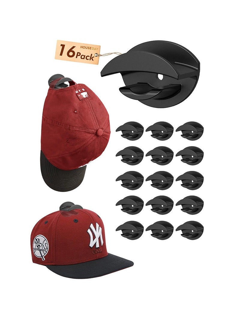 عام مجموعة خطافات القبعات 16 قطعة - علاقات قبعات البيسبول، خطافات لاصقة، خطافات تخزين مينيماليست، منظم جدار خزانة للقبعات - Image 1