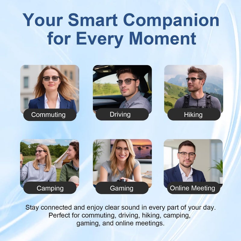 AI Smart Glasses Bluetooth Audio Glasses Sunglasses with Photochromic Lenses, Translation, Music, Calls, Voice Assistant, Open-Ear Stereo Speakers, Blue Light Filter & UV Protection Men Women(Gold) - Image 5