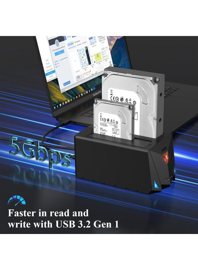 Fideco Usb 3.2 Gen 1 To Hard Drive Docking Station, Dock For 2.5 Or 3.5 Inch Sata I/Ii/Iii Hdd Ssd With Duplicator/Offline Clone Function And 2 Cables, Support Uasp - Image 2