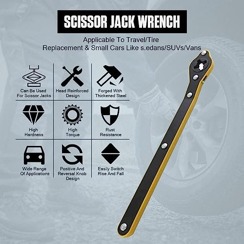 Parssufy Car Jack and Lug Wrench - Ratchet Wrench Handle Hand Crank Portable for Small Cars, SUVs and Vans - Image 4