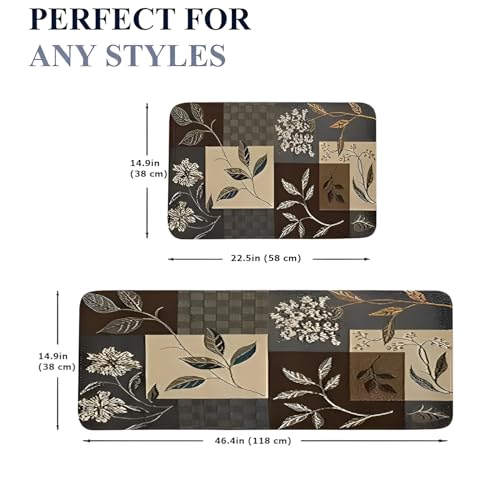 Roslen Non Slip Kitchen Mats for Floor Set of 2, Anti Fatigue Memory Foam Standing Mats for Cooking & Sink, Soft Waterproof Cushioned Rugs, Absorbent Rugs for Kitchen, Office, Sink, Balcony - Image 2