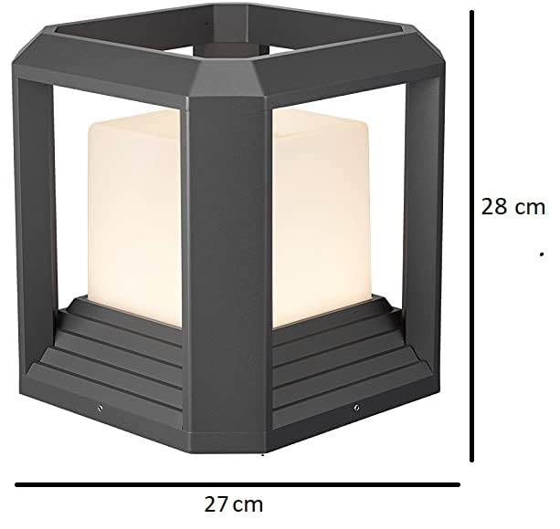 BLISSBELLS Square Pillar Light Gate Lamp Metal Acrylic Lantern Post Waterproof Gate Light Lamp Outdoor Light Pack of 1 Black Warm White - Image 5