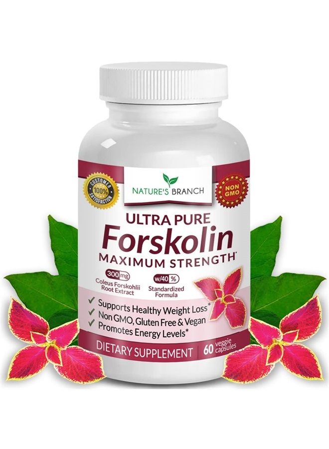 Nature's Branch Premium 100% Ultra Pure Forskolin for Weight Loss Max Strength w/ 40% Standardized Coleus Forskohlii Root Extract Powder Belly Buster Supplement - Extreme Keto Advanced Boost Complex - 60 Diet Pills - Image 1