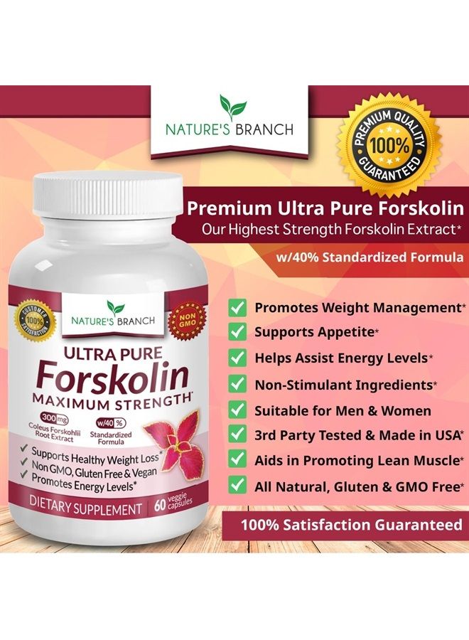 Nature's Branch Premium 100% Ultra Pure Forskolin for Weight Loss Max Strength w/ 40% Standardized Coleus Forskohlii Root Extract Powder Belly Buster Supplement - Extreme Keto Advanced Boost Complex - 60 Diet Pills - Image 3
