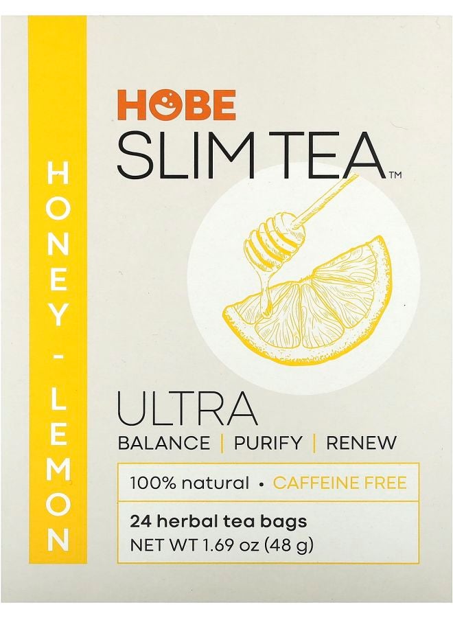 Hobe Labs Ultra Slim Tea Honey Lemon Caffeine Free 24 Herbal Tea Bags 1.69 oz (48 g) Each 