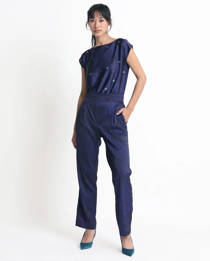 Rareism Women's Elasticated Back Straight Fit Trousers