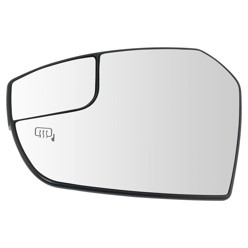 TRQ Left Driver Side Heated Mirror Glass with Backing Plate Compatible with 20172018 Ford Escape GJ5Z17K707E