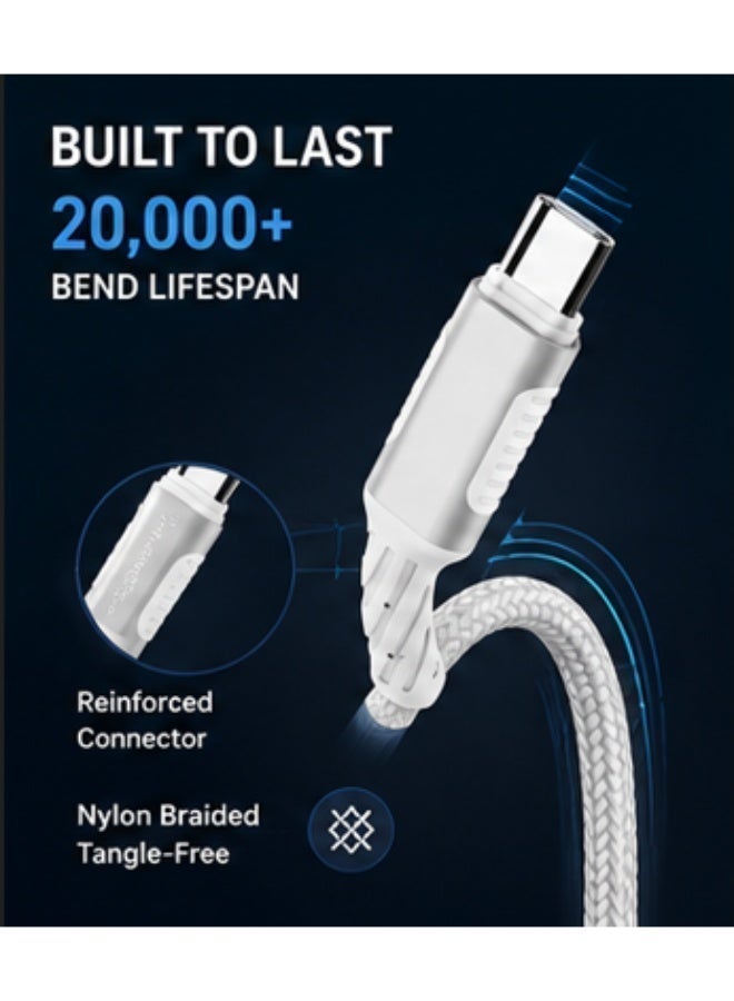 نيو لينك neolink USB 3.0 100W 5A كابل شحن سريع من النوع C إلى النوع C، كابل شاحن USB مضفر من النايلون من النوع C متوافق مع Samsung Galaxy Note 20/10/10+/9/8، S10 S10E، S20 S9 S8 Plus - Image 5