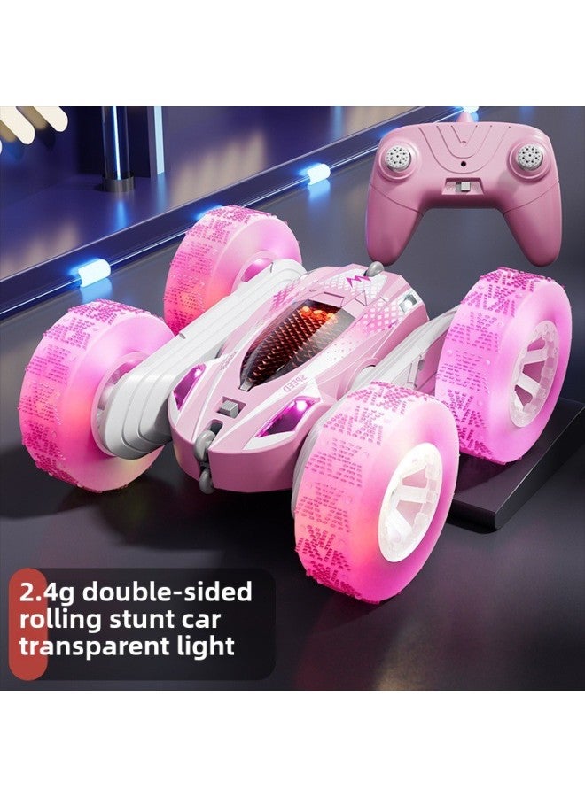 Boy Remote Control Car Children's Off-road Vehicle Cool Double-sided Rollover Stunt Car Four-wheel Drive Toy Car-Color:Green [light Version] - Image 2