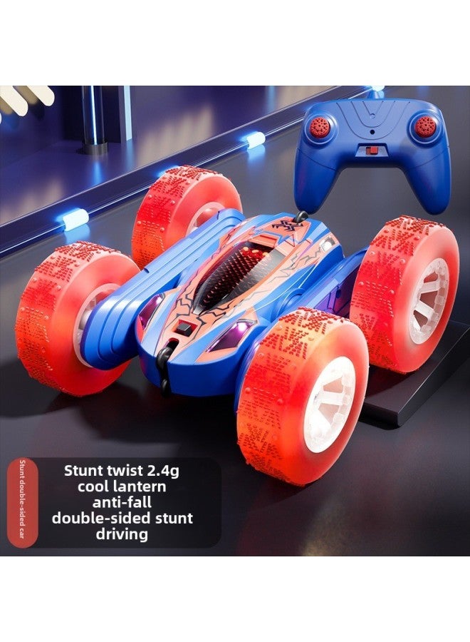 Boy Remote Control Car Children's Off-road Vehicle Cool Double-sided Rollover Stunt Car Four-wheel Drive Toy Car-Color:Green [light Version] - Image 3