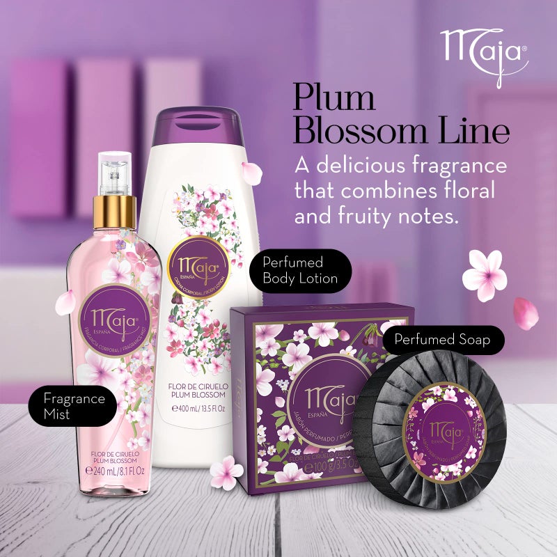 Maja Plum Blossom Body Lotion, Perfumed Body Lotion with Almond Oil and Vitamin E for Dry Skin, Keeping your Skin Hydrated, Floral and Fruity Fragrance, 2-Pack of 13.5 FL Oz each, 2 Bottles - Image 2